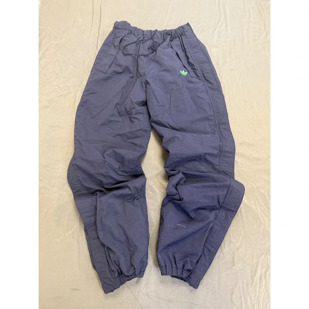 Adidas Mens Vintage Windbreaker Track Pants Navy Blue Full Side‎ Zip Trefoil L
